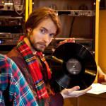Nat enjoying a vinyl at WFMU