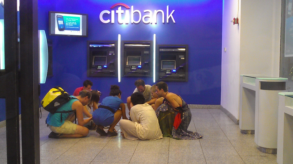 Time & date: Saturday, September 8th, noon - 1pm
Location: TD BANK at the corner of Broadway & 50th Street, NYC
Join us for the public performance of a physical audit—a subtle performance by a team of dancers who will touch everything in the bank with their hands—in search of dirt. This performance is part of the September 2012 Flux Factory exhibition, Public Trust.