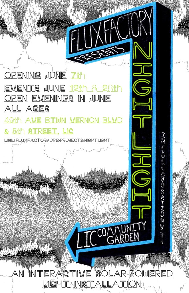 Nightlight Reception: June 28, 2014, 8-10 pm Nightlight experiments with the power of light and electronic art in transforming how we engage with public land in the city after dark. 

Join us on the 28th for an interactive performance by Merche Blasco at 9:00 pm!