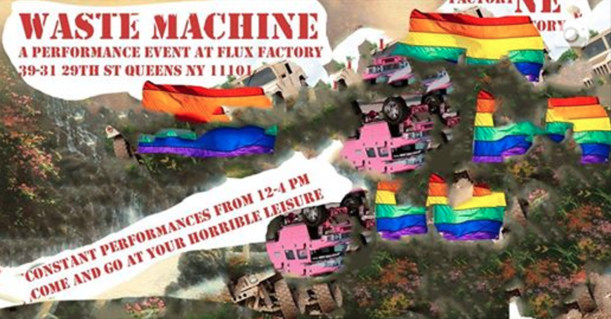 The Aesthetic of Waste Collective will occupy the Flux Factory gallery, and transform it into a burnt-out Midtown lobby, where participants will assemble an abomination of performance.