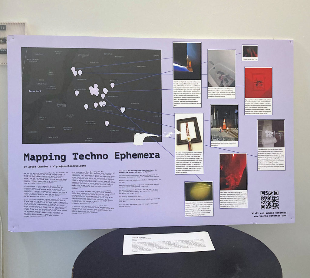 Mapping techno ephemera posterboard with some examples of what has been submitted in the past. 